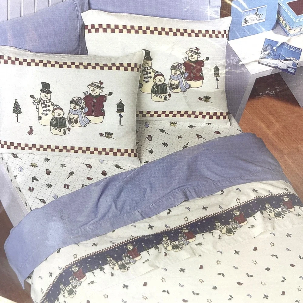 Sonoma Flannel Sheet Set Twin Snowman Winter 100% Cotton‎ Bedding New Sealed